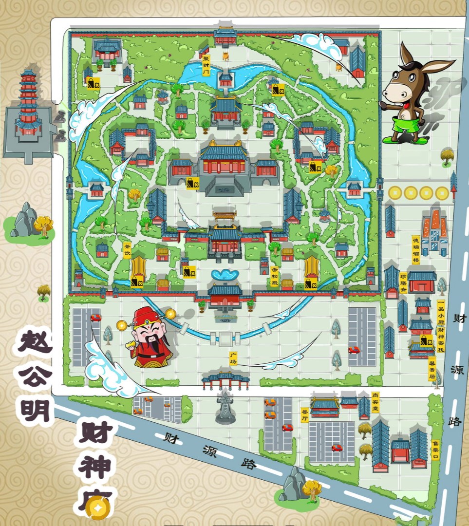 清水寺庙类手绘地图